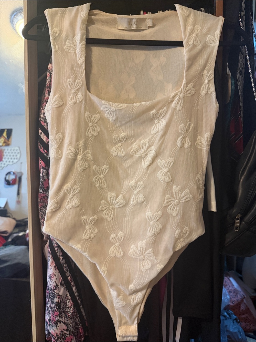 LC White Floral Embroidered Bodysuit